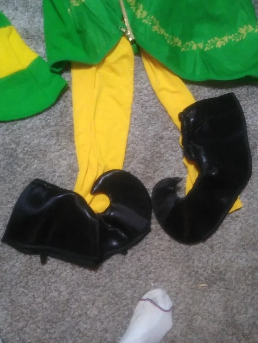 Green Elf Costume Set with Yellow Tights
